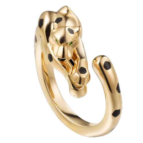 CARTIER/卡地亚 PANTHèREDE系列 黄金沙弗莱石石榴石玛瑙豹子指环B4221600