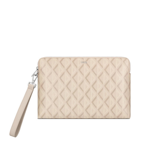 DIOR/迪奥 22新款 男士自然色CD Diamond图案帆布拉链开合手拿包2ESCA251DCO_H110