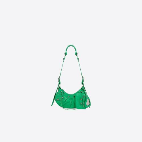  BALENCIAGA巴黎世家 22年秋冬 女士 单肩包 Women's Le Cagole Xs Shoulder Bag  in Green 671 预定商品1-3周发货