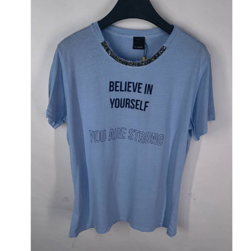 Pinko/品高蓝色女士短袖T恤  1B12ZFY4DKEE4