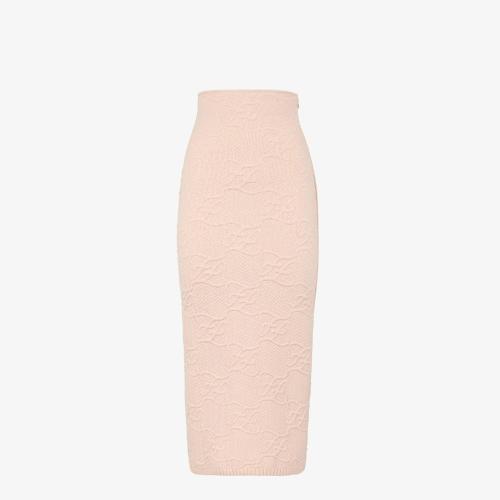  FENDI芬迪 22年春夏 女士 半身裙 粉红色羊毛和羊绒半身裙 FZQ646AHE9F1ENM