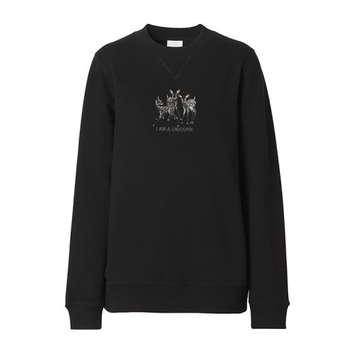BURBERRY/博柏利鹿图案刺绣棉质宽松运动衫女卫衣80428831