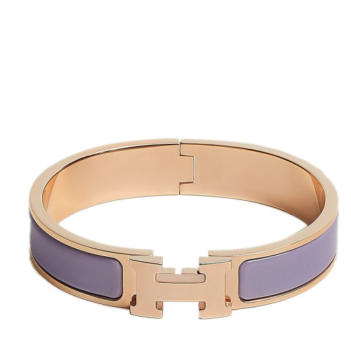 HERMES/爱马仕 经典款Clic H系列 丁香紫珐琅镀玫瑰金饰面H标识手镯H700001FO47