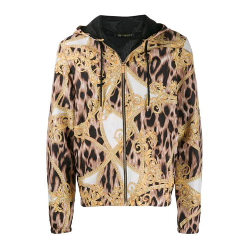 VERSACE/范思哲 男士拼色涤纶弹性袖口拉链开合连帽上衣外套夹克 ABU05018-AP00251-A771