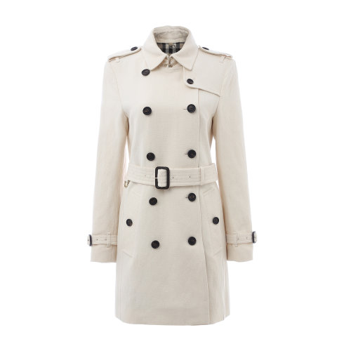 米白色双排扣女士大衣 BURBERRY/博柏利 服装 巴宝莉 外套 burberry服装 瑕疵特卖