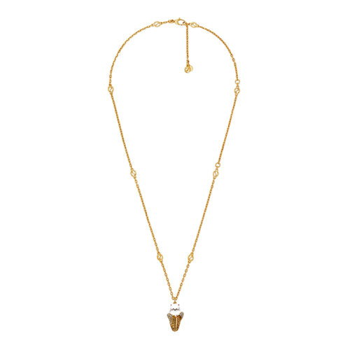 GUCCI/古驰  金色金属黄色和白色珐琅水晶吊坠项链662494I66568518