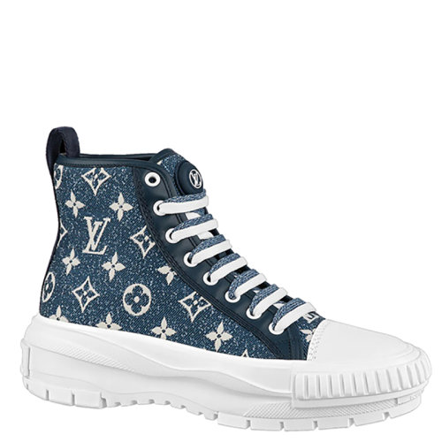 Louis Vuitton/路易威登 22年早春新款 SQUAD系列 女士深蓝色老花牛仔布高帮运动鞋1A9S12