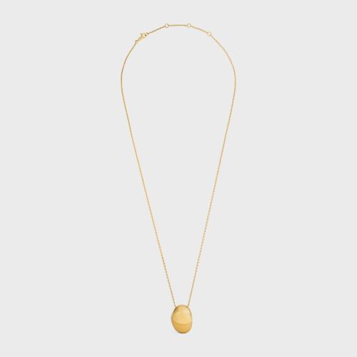  CELINE赛琳思琳 22年秋冬 女士 项链 FORMES ABSTRAITES PEEBLE金色饰面黄铜项链 460BR6BRA.35