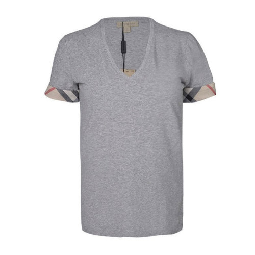 BURBERRY/博柏利 女士棉质经典格纹短袖半袖POLO衫格纹饰边