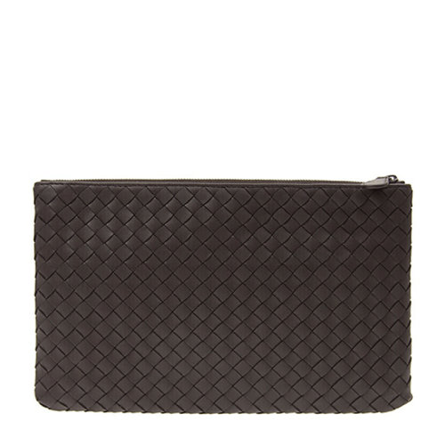 Bottega Veneta 宝缇嘉 女士黑色羊皮编织手拿包