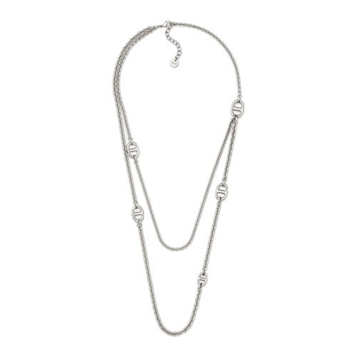 DIOR/迪奥 22新款 女士银色金属双层链环龙虾扣字母极简风项链N2015WOMMT_D000