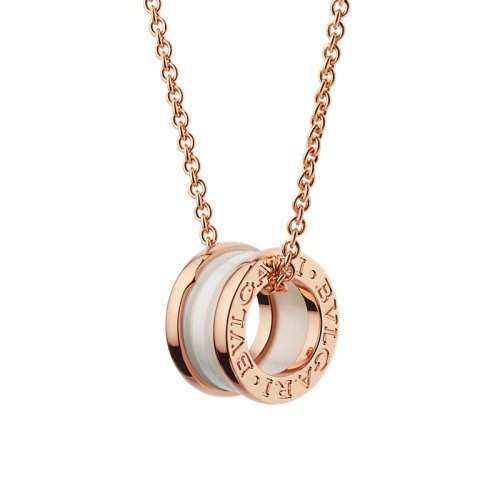 BVLGARI/宝格丽 B.zero1系列18K金玫瑰金嵌白陶瓷  项链 346082