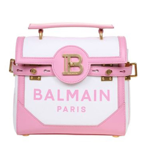 BALMAIN/巴尔曼B-Buzz系列23女士拼色帆布配皮经典字母徽标印花装饰单肩包斜挎包手提包女包 VN1S530TCPY-GBY