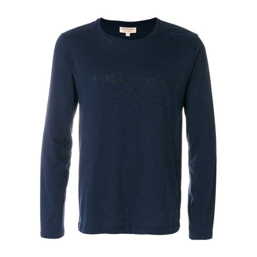 BURBERRY/博柏利  男士深蓝色棉质混纺长袖打底T恤