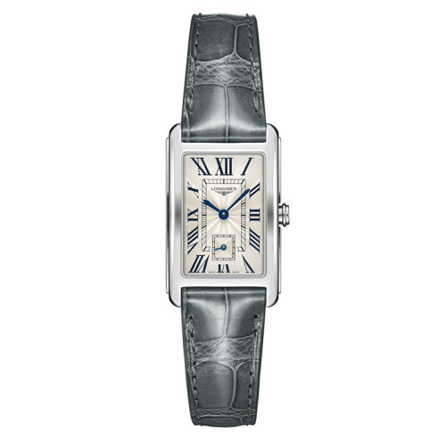 LONGINES/浪琴 黛绰维纳系列 长方形石英表精钢表壳灰色鳄鱼皮表带男女同款表23.3 x 37 毫米L5.512.4.71.3