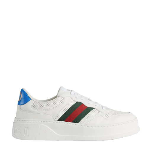 GUCCI/古驰      男士白色皮革红蓝织带运动鞋?669698UPG109060