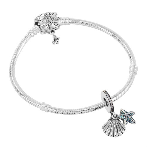 PANDORA/潘多拉 女士银色925银热带海岛风海星贝壳简约时尚手链手环手镯 PAND00124