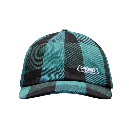 Moncler/蒙克莱 22年秋冬新款 Maya 70系列FRGMT藤原浩合作款 男士星钻黑色/绿色纯棉格纹棒球帽H209U3B00007M2316F89