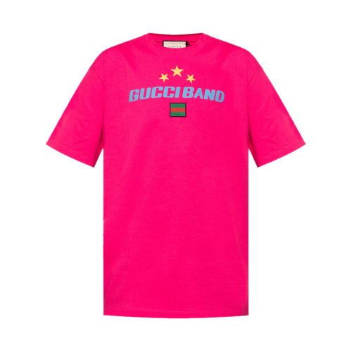 GUCCI/古驰 男士粉色棉质字母logo短袖圆领T恤 565806-XJB2W-5092