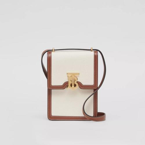  BURBERRY 22年秋冬 女士 Robin – 棉质帆布拼皮革洛宾包 80316491 预定商品1-3周发货