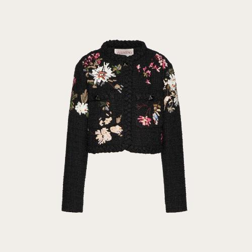  VALENTINO华伦天奴 22年秋冬 女士 夹克 VESTE BRODéE EN TWEED ET LAINE XB3CE2P36U8K92