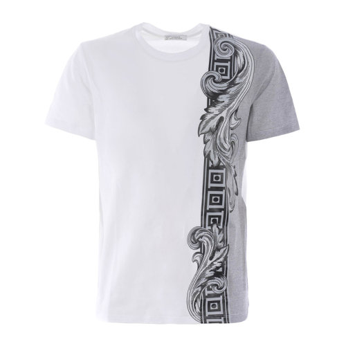 VERSACE JEANS/范思哲牛仔 男士纯色棉质经典巴洛克印花装饰圆领短袖上衣T恤 V800683-VJ00383 多色可选