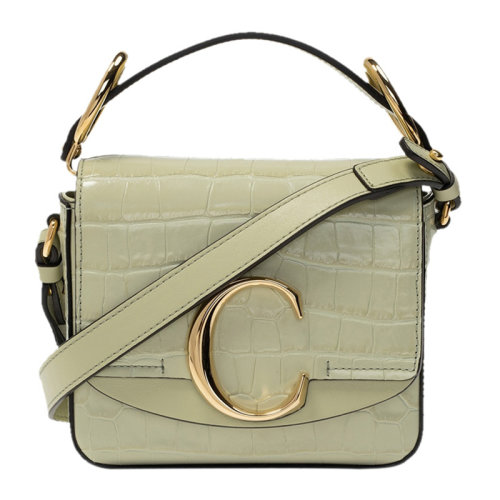 CHLOE/克洛伊 女士纯色鳄鱼压纹小牛皮经典金属C字徽标装饰单肩包斜挎包手提包女包 CHC19US193-A87 多色可选