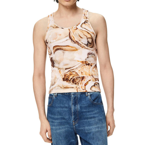 LOEWE/罗意威 22年秋冬新款 男士浅米色/多色纯棉牡蛎印花背心上衣H526Y23X14-2465