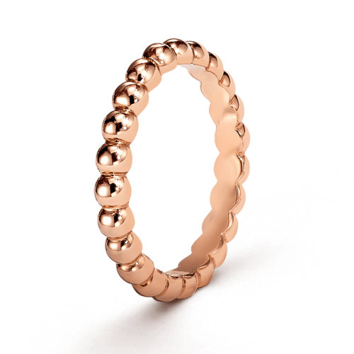 Van Cleef & Arpels/梵克雅宝 经典Perlée?系列 18K金玫瑰金圆珠排戒简约大气戒指  VCARN9PB00