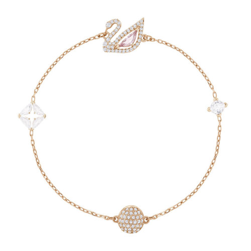 Swarovski/施华洛世奇 经典天鹅系列女士镀玫瑰金色仿水晶石浪漫天鹅球形DAZZLING SWAN手镯手环手链 5485876