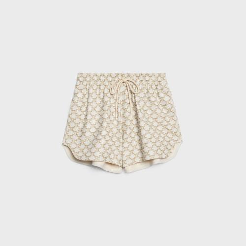  CELINE赛琳思琳 22年秋冬 女士 短裤 字母羊皮革运动短裤 2G257437Q.01IG