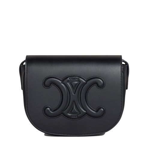 CELINE/赛琳 FOLCO CUIR TRIOMPH系列 女士黑色光滑小牛皮斜挎单肩手拿包198263DU3.38NO
