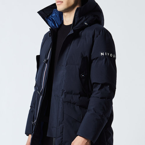 Nivose/尼渥丝 VARS 男女同款 时尚廓形派克大衣连帽女男士羽绒服 防钻绒 军装背带