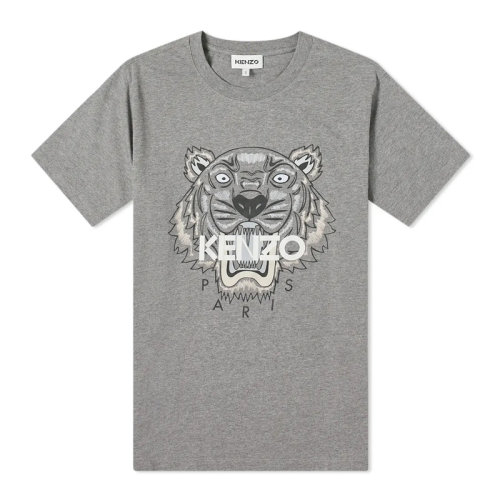 KENZO 高田贤三 男士 服装  圆领灰色老虎头短袖圆领T恤 男士短袖T恤