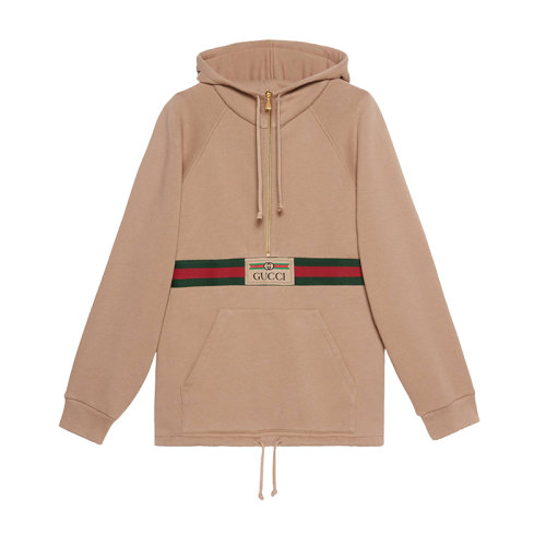 GUCCI/古驰  21早春新款女士米色大拉链纯棉连帽卫衣 644656XJC3W2603