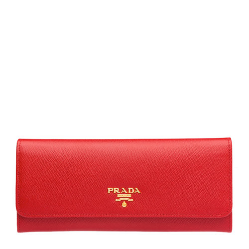 PRADA/普拉达女士红色摁扣牛皮长款钱包1MH132_QWA_F068Z红色