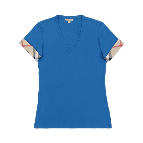 BURBERRY/博柏利 女士棉质格纹袖口弹力短袖上衣T恤 多色可选