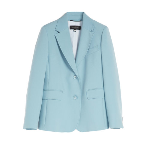 MaxMara/麦丝玛拉 22年早春新款 MARCO系列 女士水蓝色粘胶纤维柔美剪裁西装外套夹克5041012706003