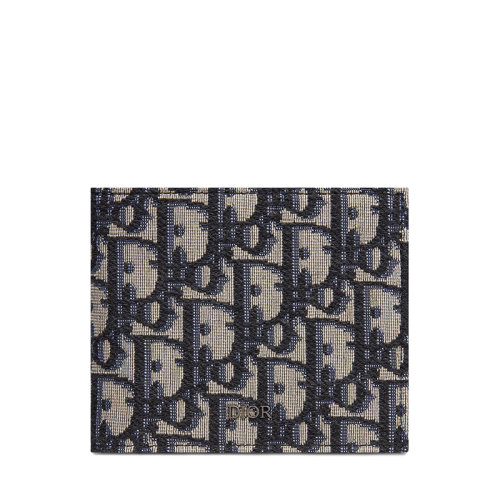 DIOR/迪奥 经典款 男士老花帆布小牛皮内饰折叠钱包2OBBC027YSE_H05E
