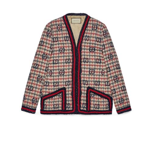  GUCCI古驰 22年秋冬 女士 GG格纹花呢夹克 610060 ZADEH 4069