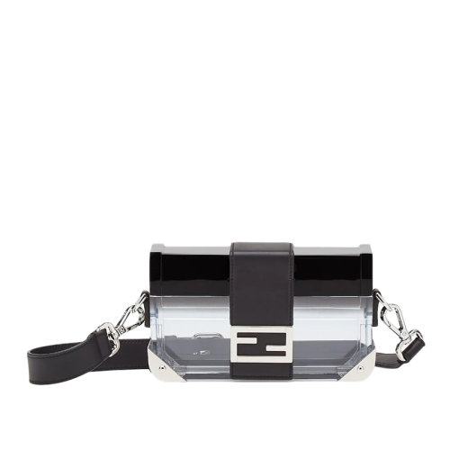 FENDI/芬迪 22春夏新款Baguette系列 男士迷你透明有机玻璃黑色渐变小牛皮单肩法棍包7VA507AHUAF1GMD