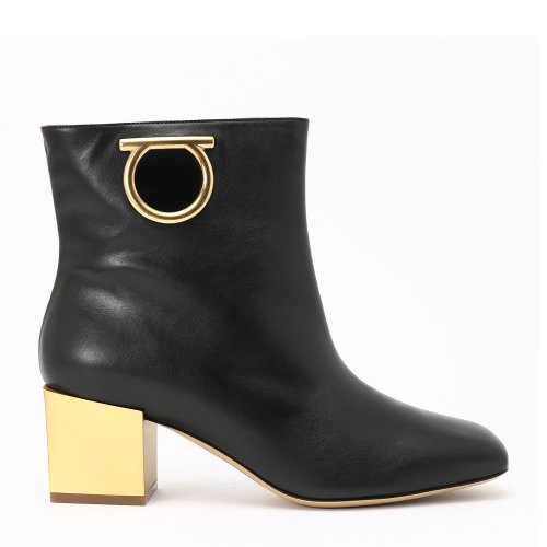 Salvatore Ferragamo/菲拉格慕 黑色 女士中跟短靴 693058-01N690-ALBIANO-8B5TUD 包装盒微瑕疵