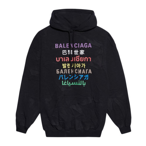 BALENCIAGA/巴黎世家 黑色棉质经典logo款连帽卫衣 女卫衣