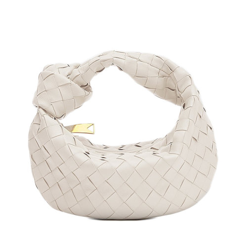 Bottega Veneta/葆蝶家 JODIE系列 女士白色迷你牛皮小羊皮打结腋下包羊角包单肩包651876VCPP59143