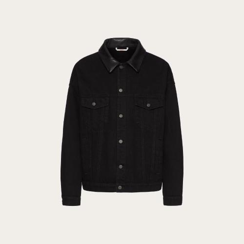  VALENTINO华伦天奴 22年秋冬 男士 夹克 VESTE EN DENIM A_VEC DOS EN CUIR ET GRAND VLOGO SI