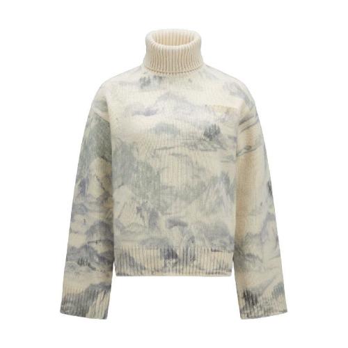  MONCLER蒙可蒙克莱 22年秋冬 女士 针织衫 Printed Wool Polo Neck Jumper H20939F00019M11150