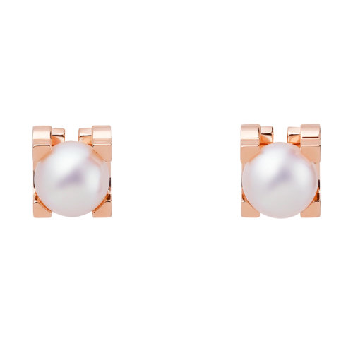 CARTIER/卡地亚  经典C de Cartier系列18K金玫瑰金镶Akoya精品珍珠优雅耳钉 B8041700