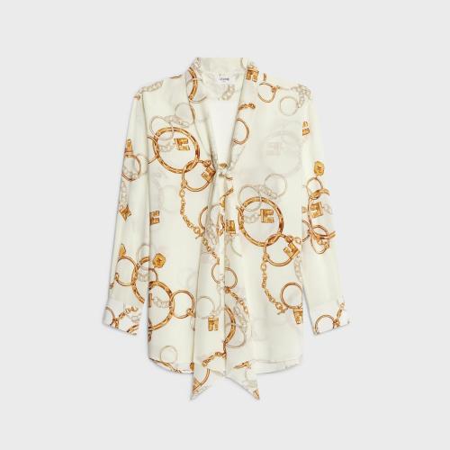  CELINE赛琳思琳 22年秋冬 女士 长袖衬衫 双绉大花结衬衫 2C798738R.01YO