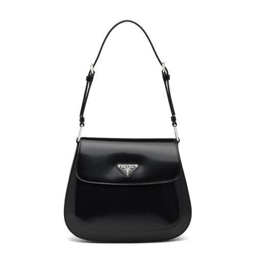 PRADA/普拉达 Cleo系列 女士黑色皮革磁扣翻盖三角金属徽标单肩斜挎包1BD303_ZO6_F0002_V_HOO