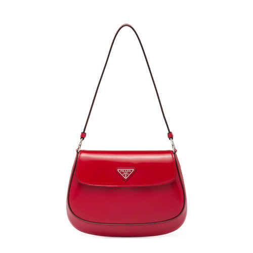 PRADA/普拉达     Cleo系列 女士猩红色亮面皮革金属配件徽标磁扣式翻盖开合斜跨手提单肩包1BD311_ZO6_F02SB_V_OOO